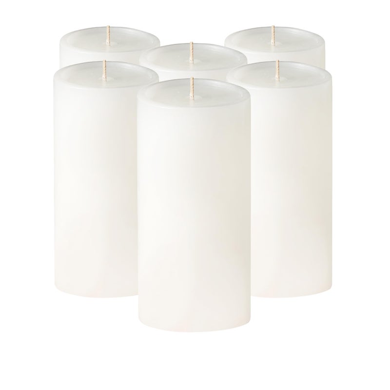 Simply Soson 3x6 inch White Pillar Candles Set of 6, Smooth Texture, Unscented White Candles, Dripless Candles, 3 inch Pillar Candles Ideal as Wedding, Parties, Spas, Dinner, Home Decoration, Church - Image 1